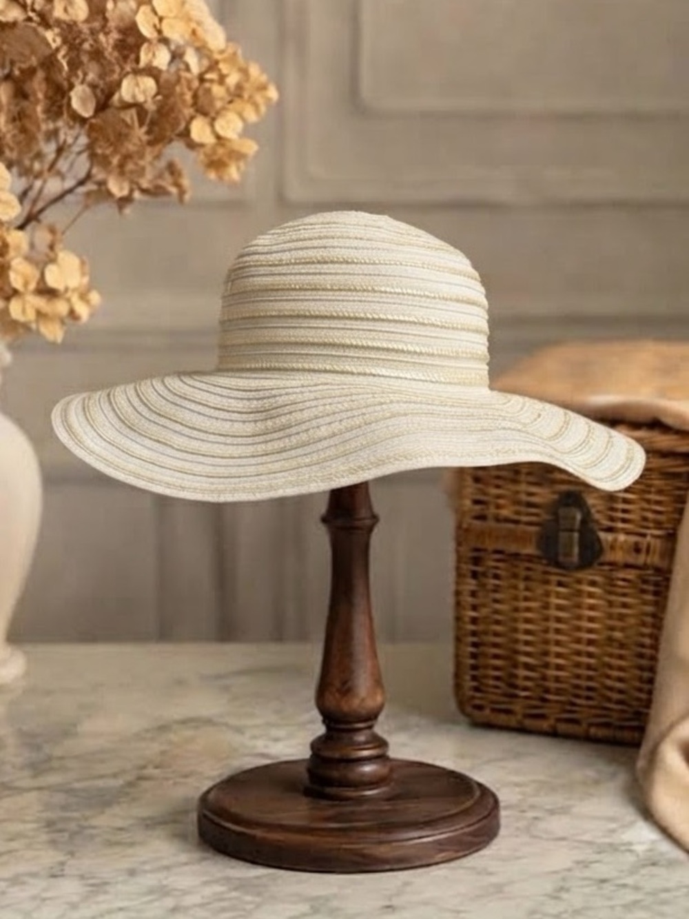 White Sequin Ribbon Sun Hat John Callanan Legacy